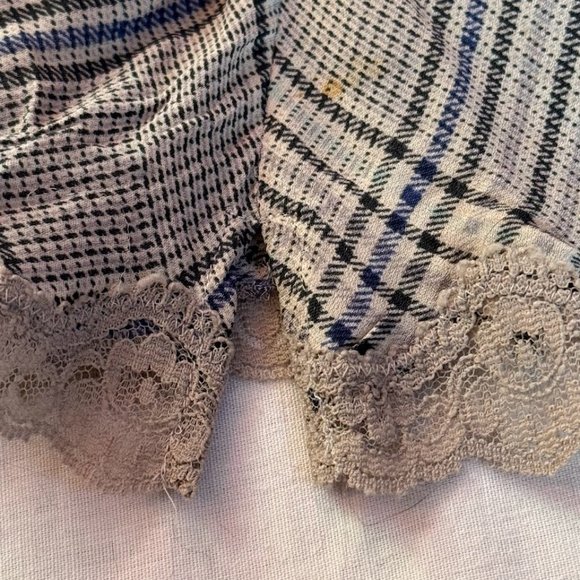 Sold! - Vintage Express Plaid Silk Lace Trim Cami Tank Top - Picture 4 of 4